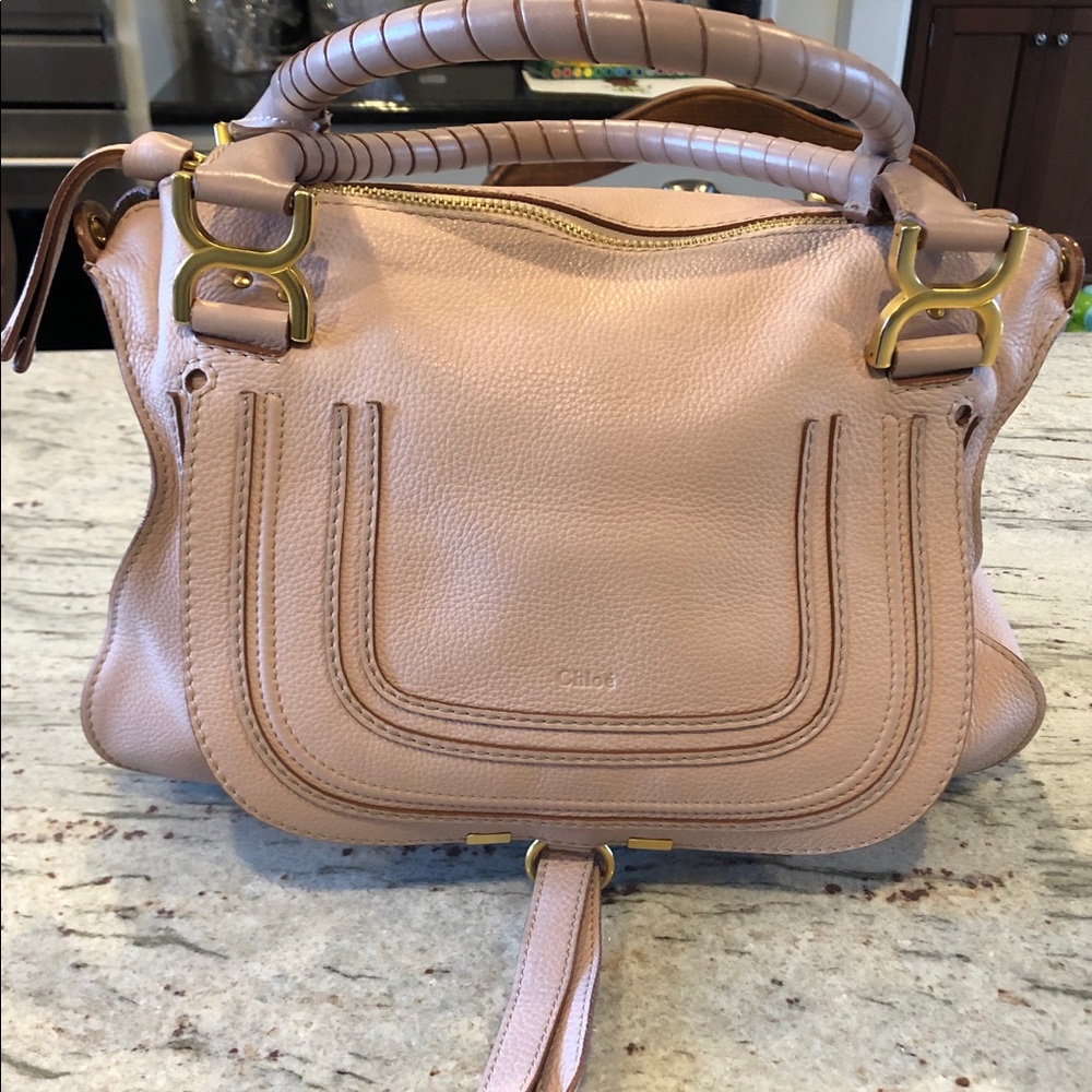 Chloe Marcie medium in blush pink with gold accent